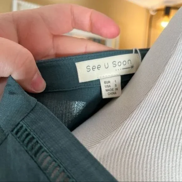 SEE U SOON | Puff Sleeve Emerald Smocked Oversized Wrap Dress - Picture 14 of 14